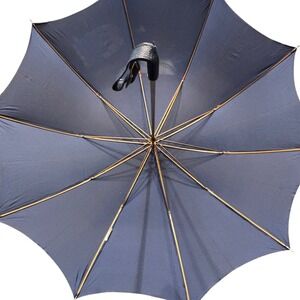Vintage‎ HENRYSON Navy Blue Umbrella Leather Strap Brass Accents With Case USA